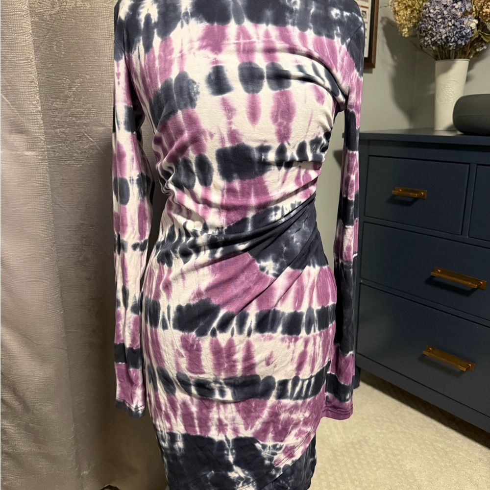 Le Lis Tie-Dye Long Sleeve Ruched Bodycon Dress (NWT, Size M)